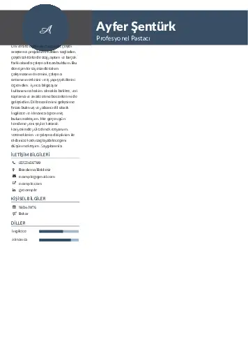 Pastacı Cv Örnekleri cv indir